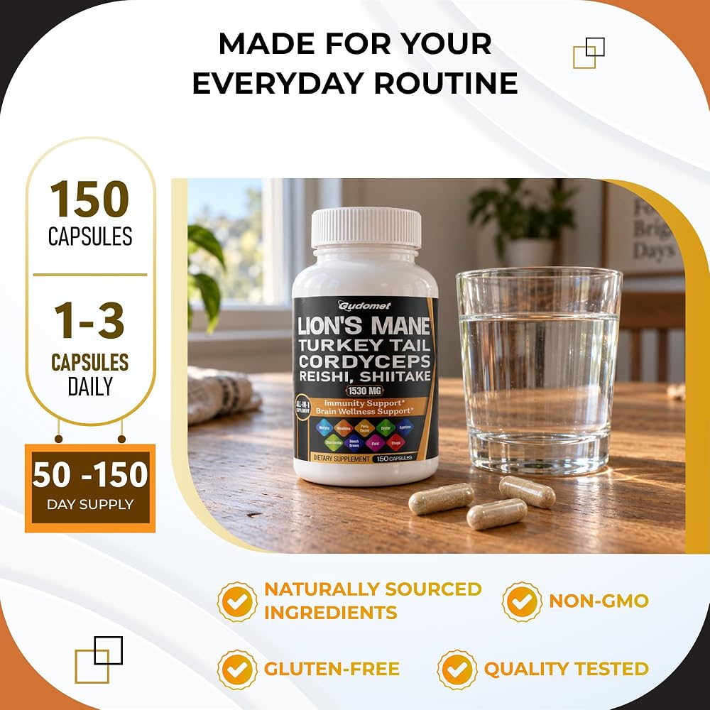 GUDOMET Lion's Mane Complex 1,530 mg with Cordyceps - 150 Capsules - image 7