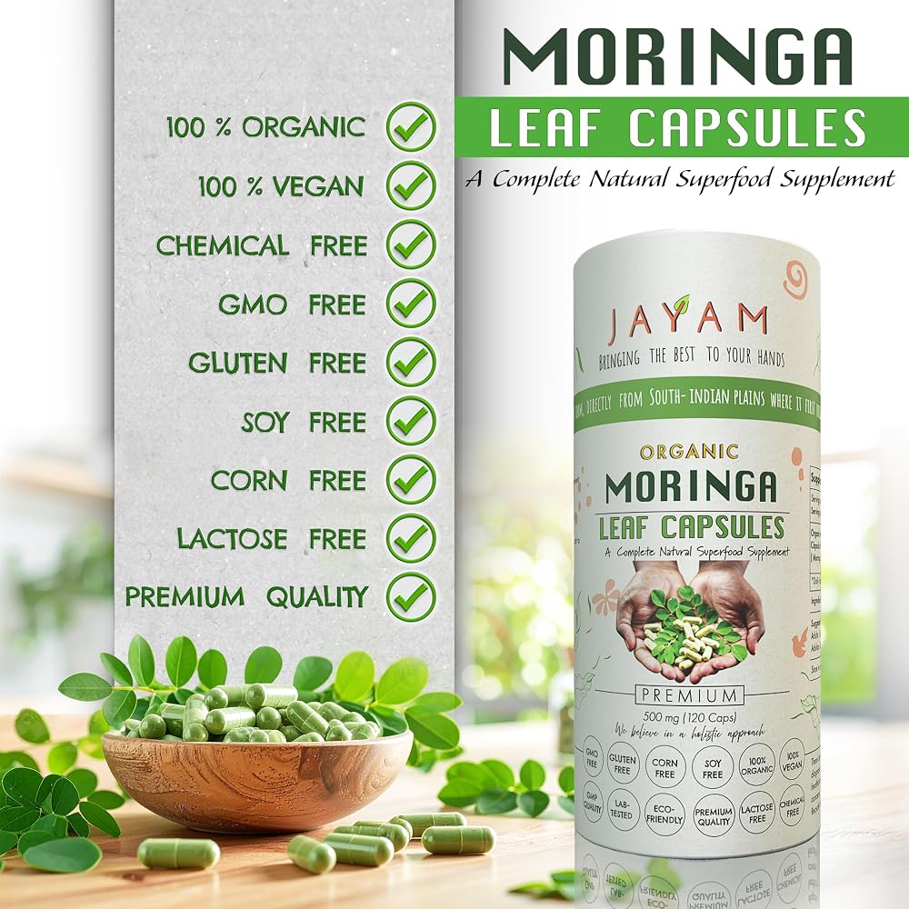 JAYAM Organic Moringa Leaf Capsules - 120 Capsules - image 2