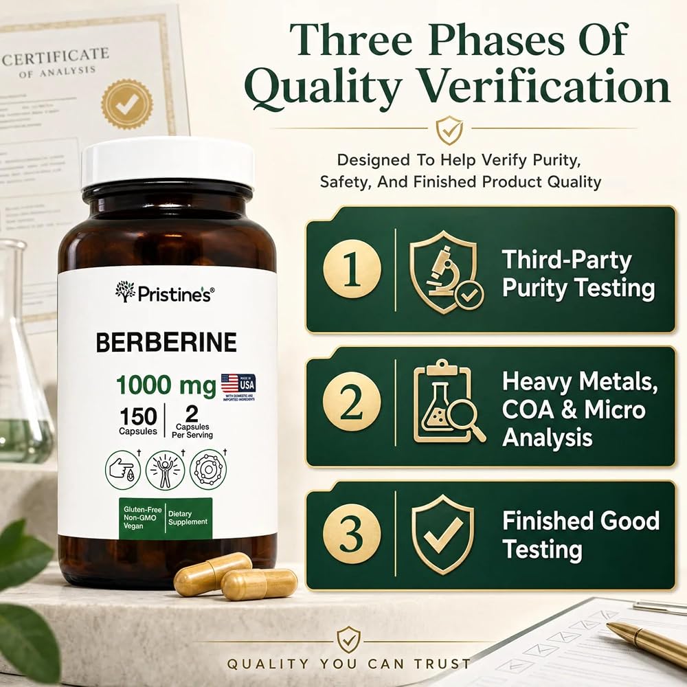 PRISTINE'S Berberine 1000mg Supplement Capsules - 150 Count - image 6
