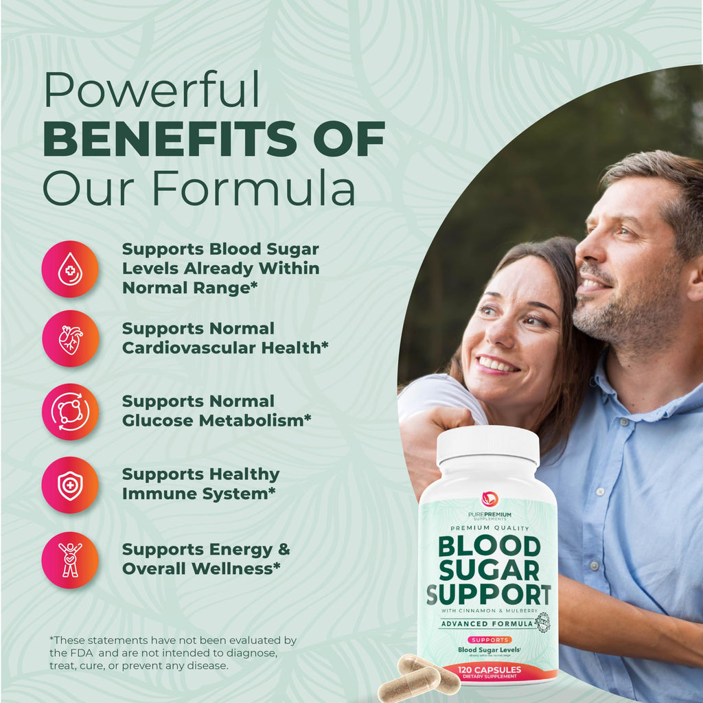 PurePremium Normal Blood Sugar Support Supplement - 120 Capsules - image 3