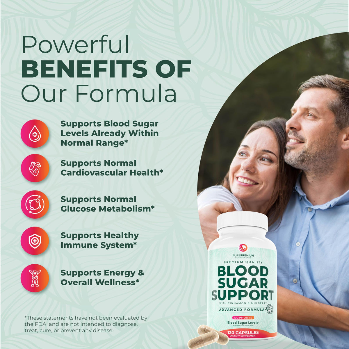 PurePremium Normal Blood Sugar Support Supplement - 120 Capsules - image 3