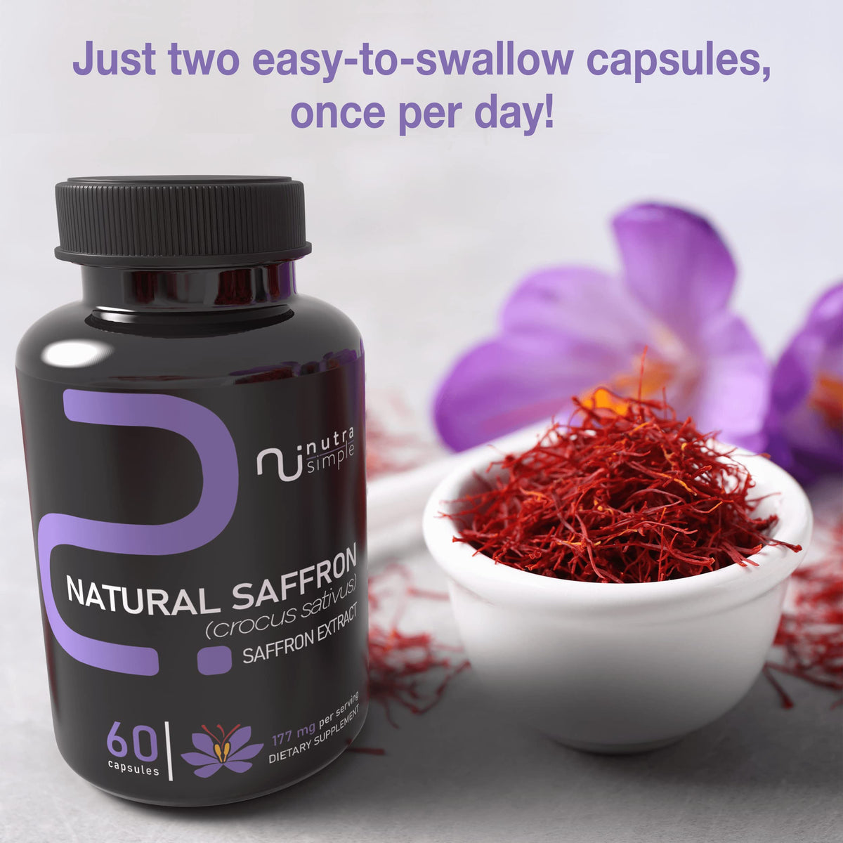 Nutra Simple Saffron Supplements 177mg Mood & Energy Support - 60 Capsules - image 6