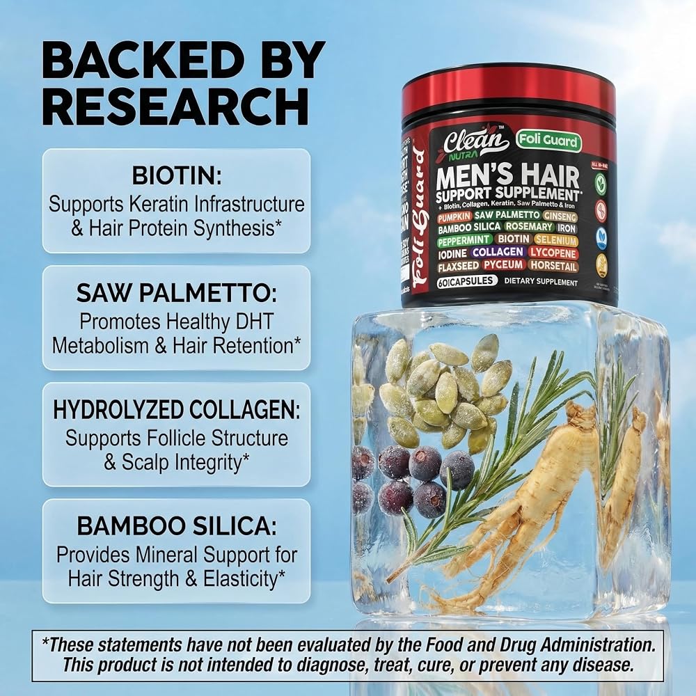 Clean Nutraceuticals Hair Growth Supplement for Men - 60 Capsules - image 3