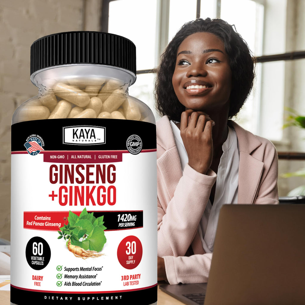 Kaya Naturals Red Panax Ginseng + Ginkgo Biloba