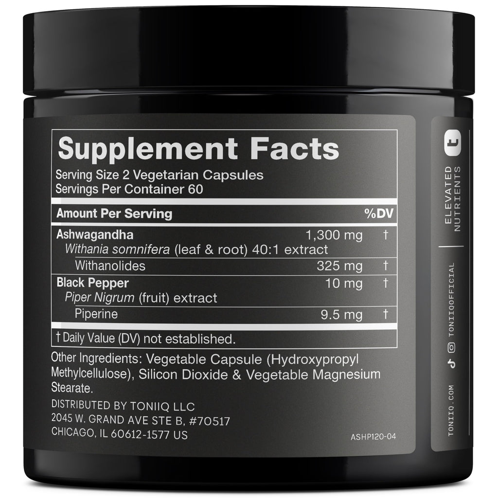 Toniiq Ashwagandha 40:1 Concentrated Extract - 120 Capsules - image 2