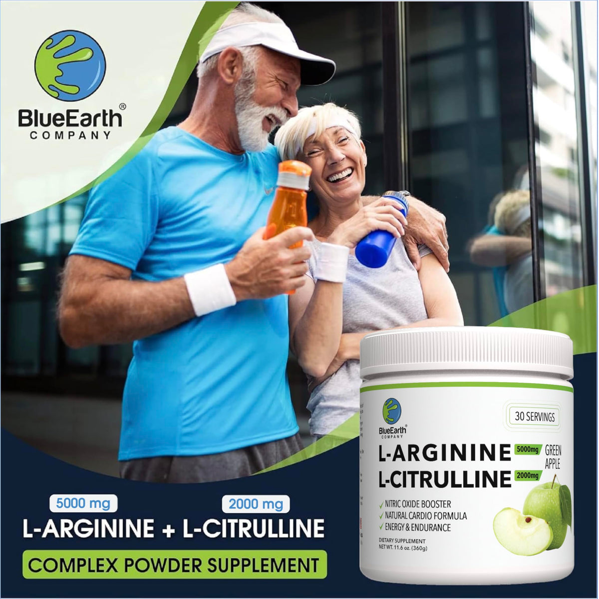 BlueEarth Company L-Arginine 5000mg + L-Citrulline Complex Powder
