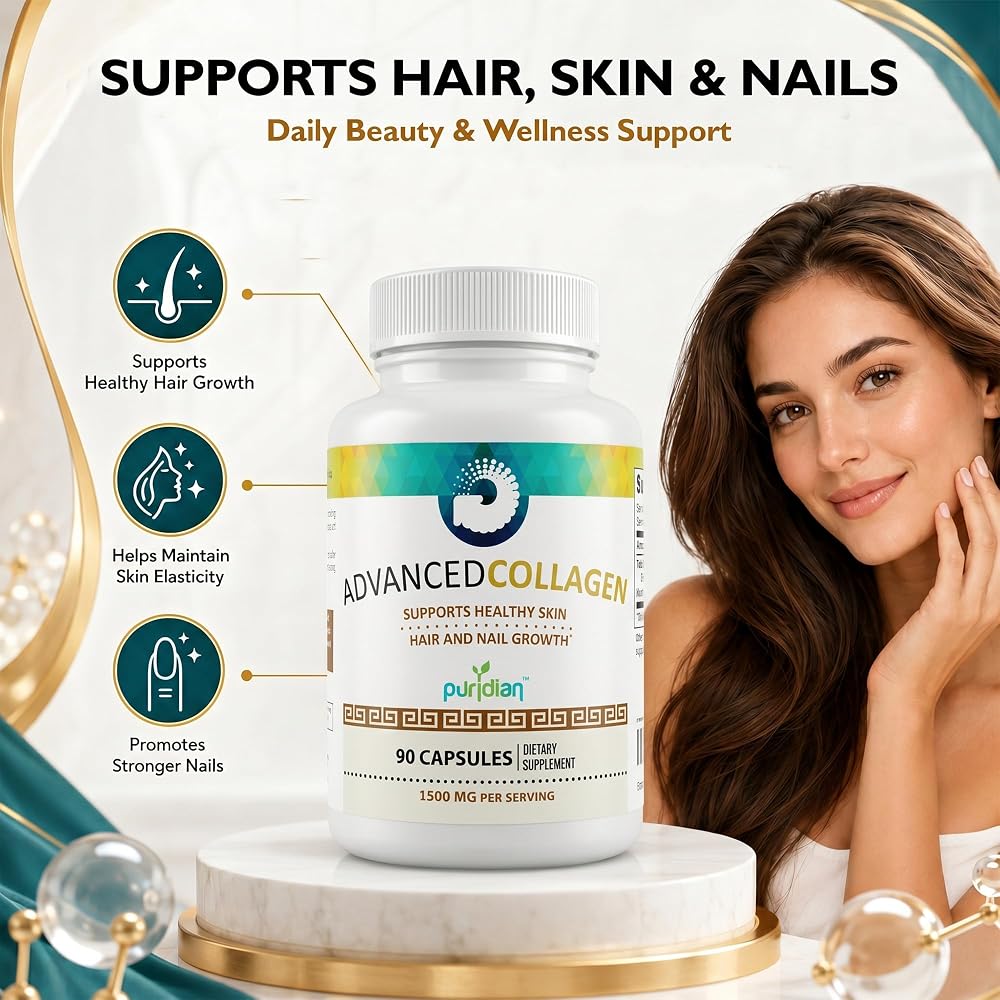 Puridian Collagen Peptides Capsules for Women - 90 Count - image 4