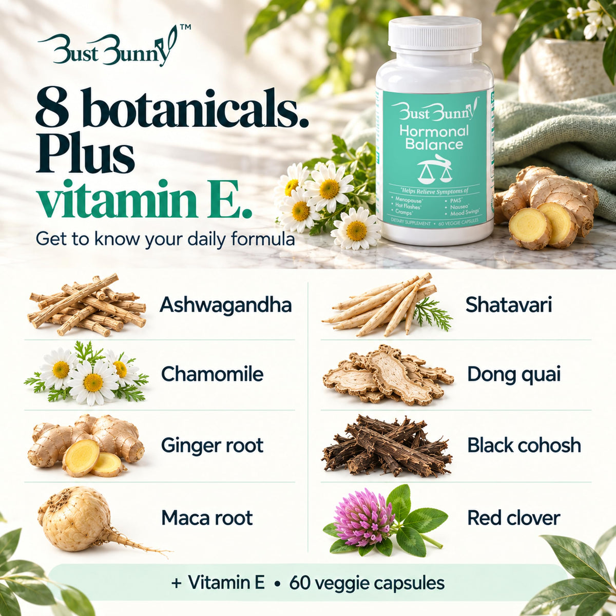 Bust Bunny Hormonal Balance for Women Perimenopause & PMS Support - 60 Capsules - image 3