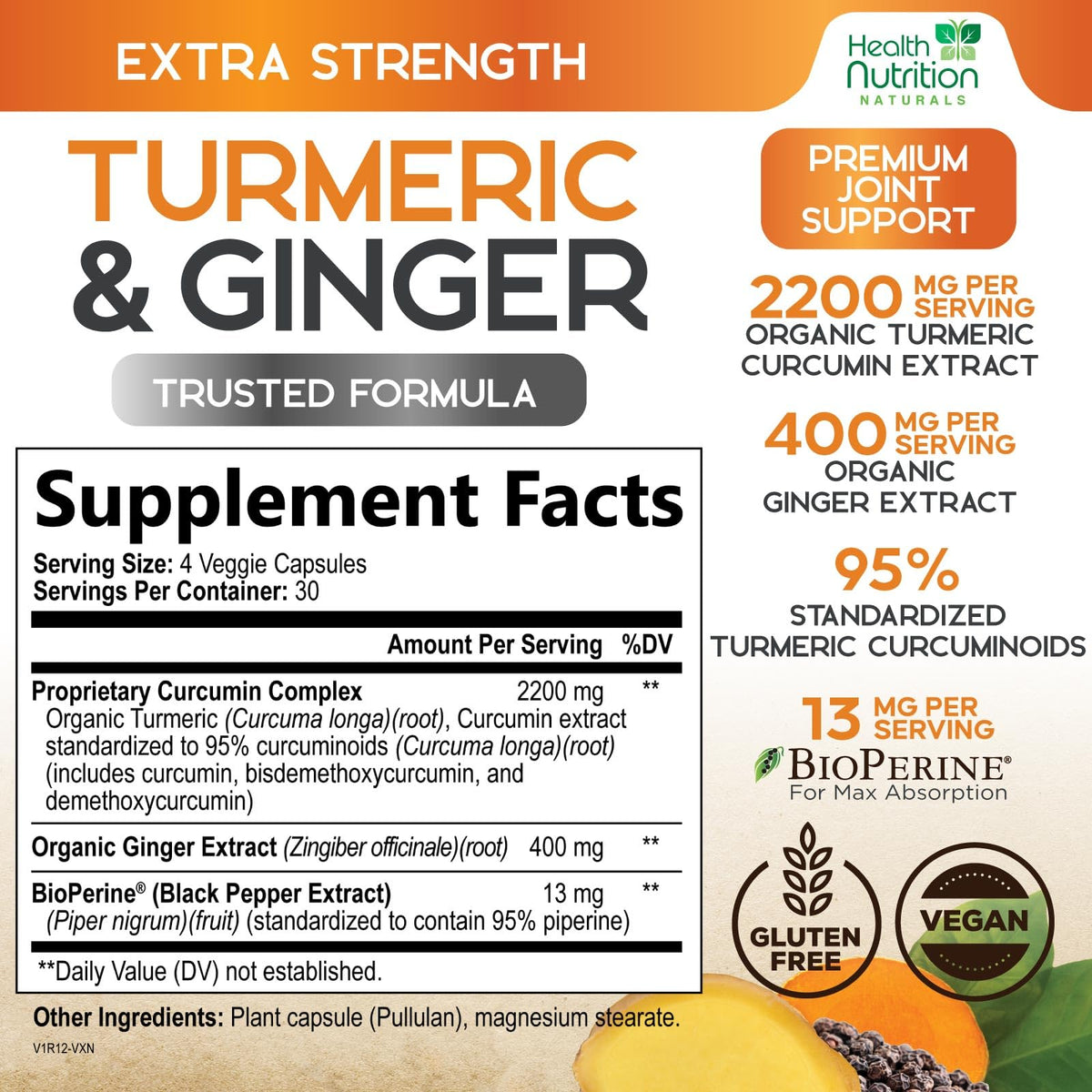 Health Nutrition Naturals Turmeric Curcumin Supplement - 95%