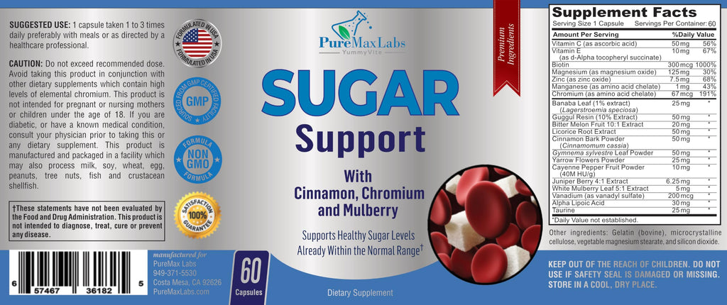 YUMMYVITE Sugar Support Supplement with Cinnamon & Chromium - 60 Capsules - image 6
