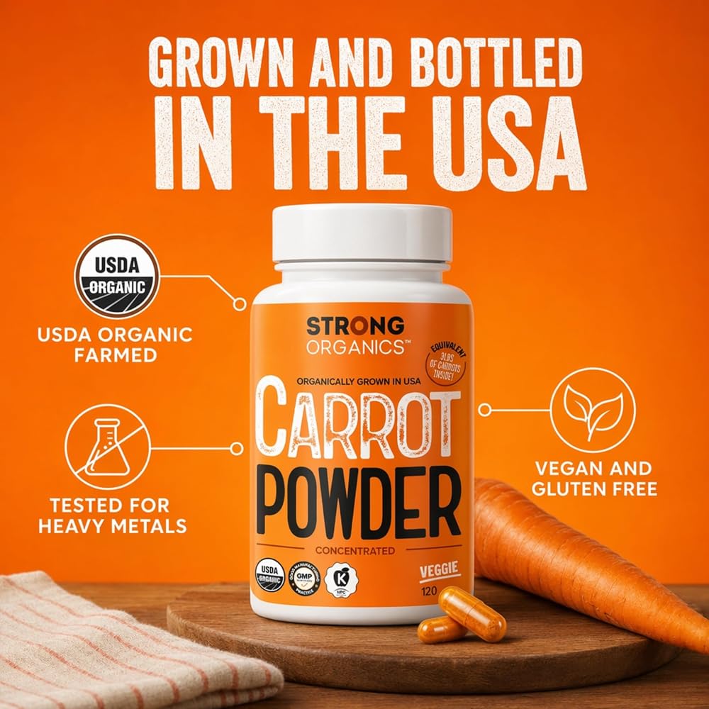 Strong Organics Raw Organic Carrot Juice Powder - 120 Capsules - image 4