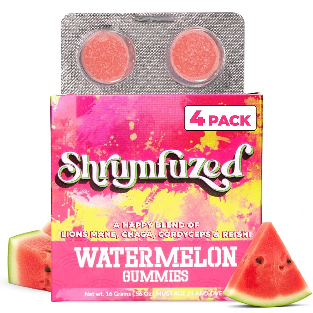 Shrumfuzed Mushroom Gummies Watermelon for Focus & Memory - 4 Count