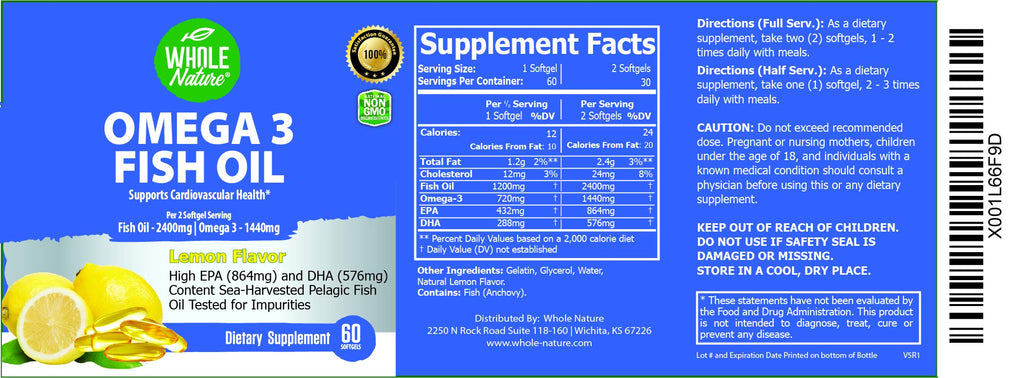 Whole Nature Omega-3 Fish Oil 2400 mg Heart & Brain Support - 60 Capsules - image 10