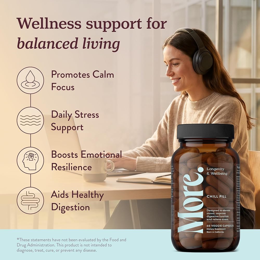 More. Chill Pill Ashwagandha with L-Theanine - 60 Capsules - image 2