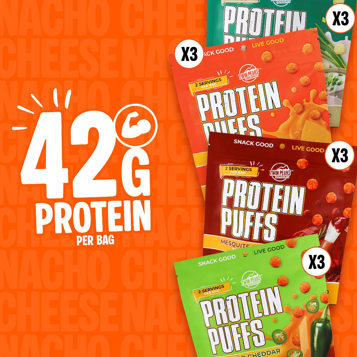 Twin Peaks Protein Puffs Keto Snack Garlic Parmesan - 12 Pack - image 4