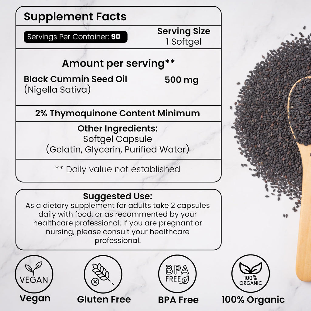 HERBOGANIC Cold Pressed Black Seed Oil Softgels - 90 Softgels - image 2