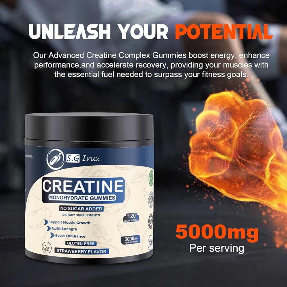 S.G Creatine Monohydrate Gummies for Muscle Support - 120 Gummies - image 6