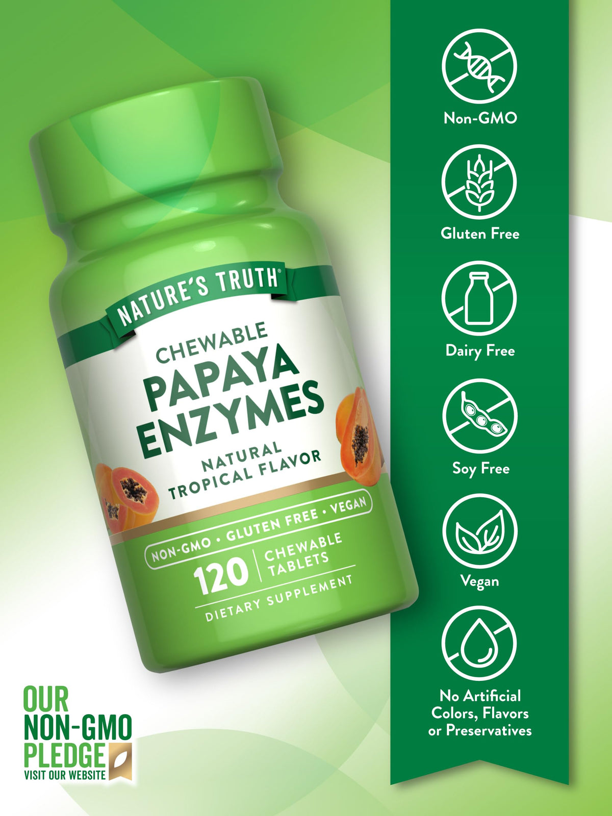 Nature's Truth Papaya Enzyme Chewable Tablets - 120 Count - image 3