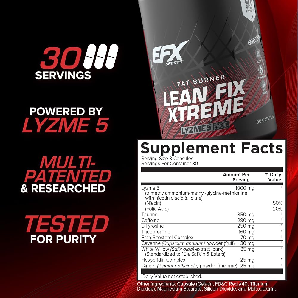 EFX Sports Lean Fix Xtreme Fat Burning Formula - 90 Capsules - image 3