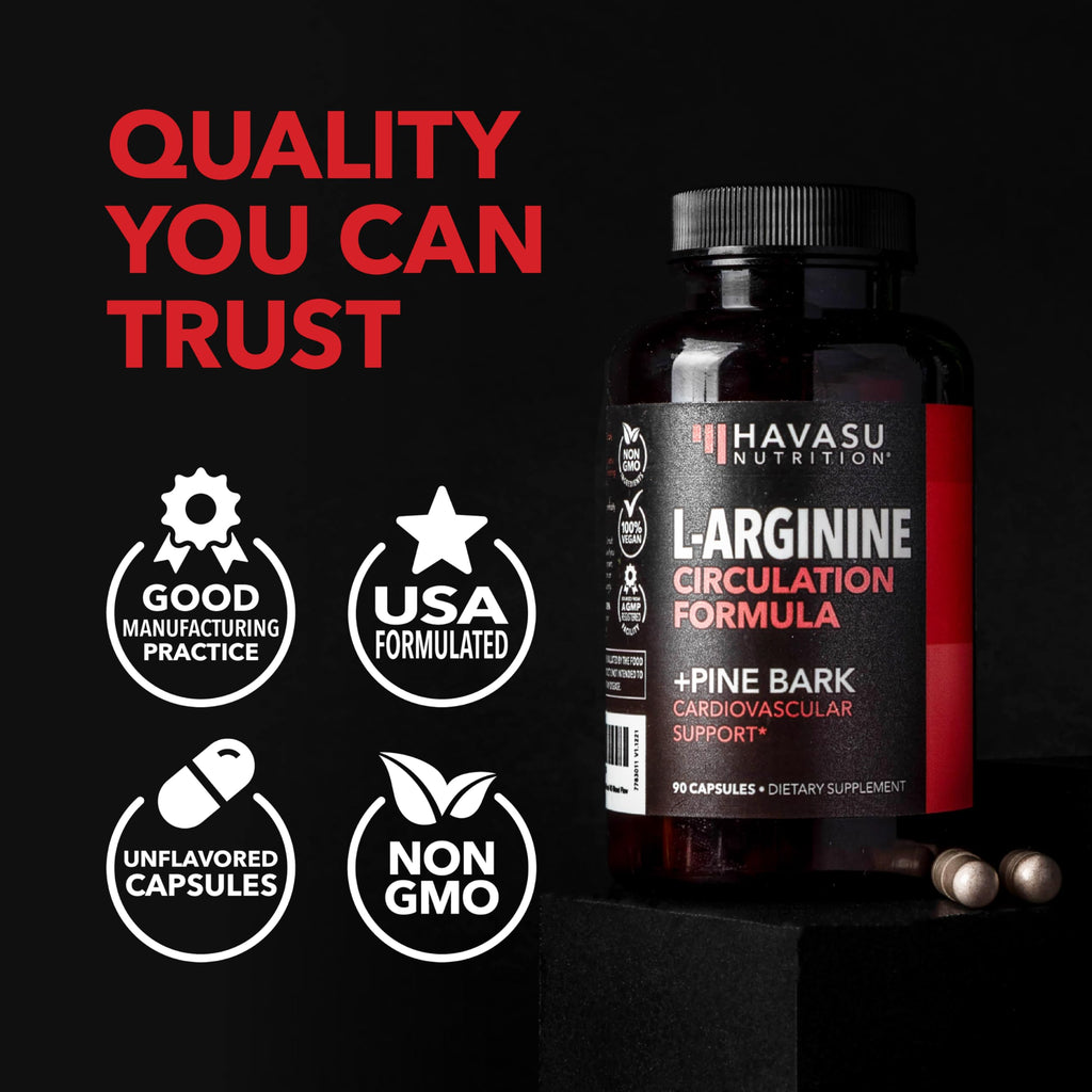 HAVASU NUTRITION L-Arginine Nitric Oxide Supplement Capsules