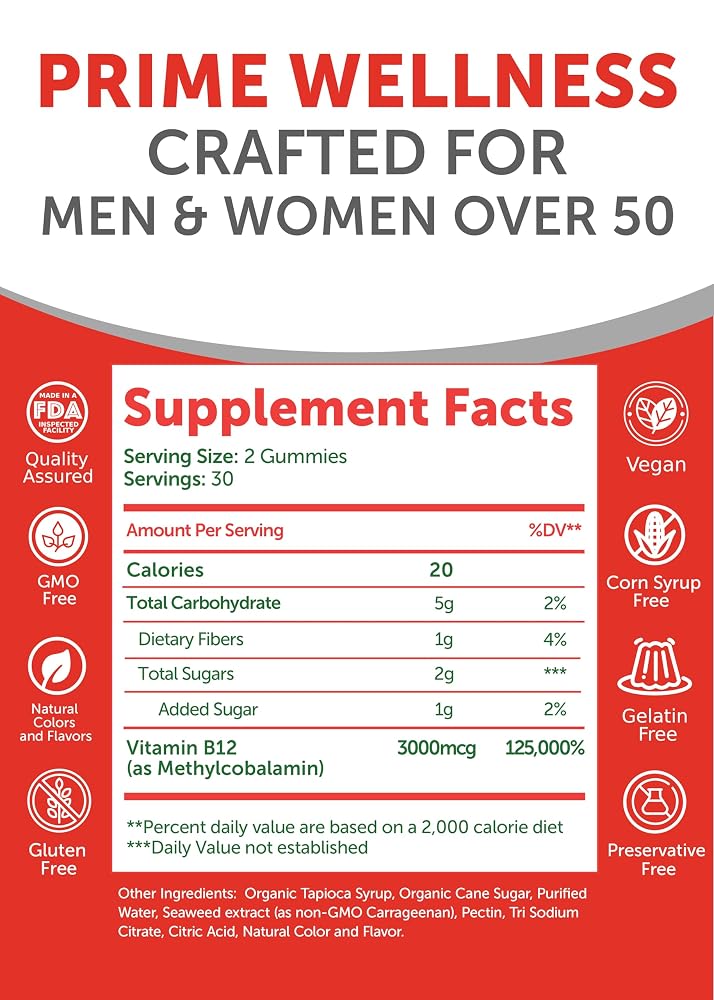 Lunakai Vitamin B12 Gummies for Adults 50+ 3000mcg - 60 Count - image 5