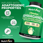 Nutrivein Premium Ashwagandha Capsules 1600mg - 120 Capsules - image 3