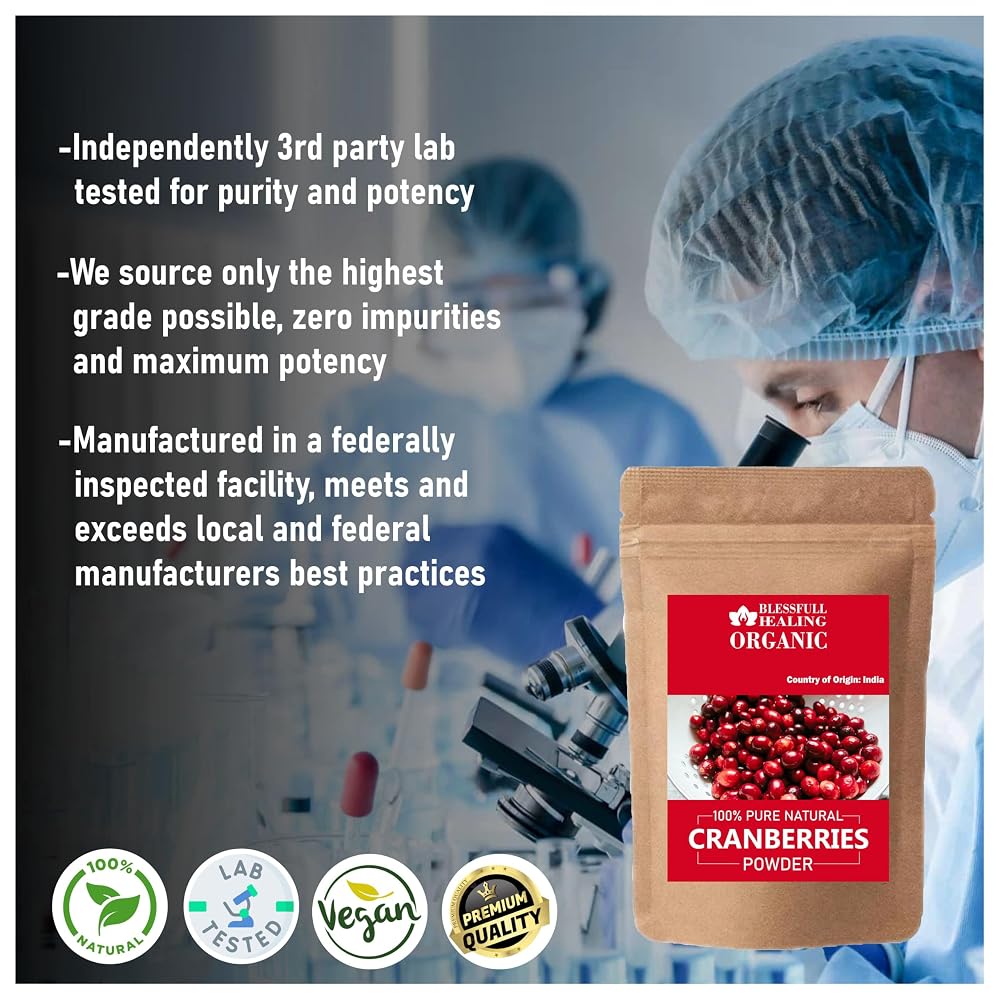 Blessfull Healing Organic Cranberries Powder 100% Pure Natural 200