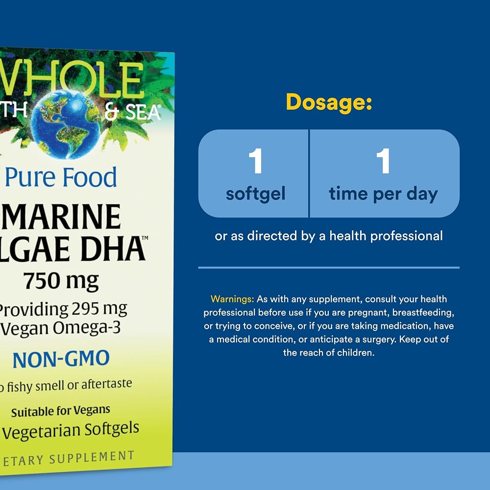 Natural Factors Whole Earth & Sea Marine Algae Oil 750 mg Vegan Omega-3 - image 3