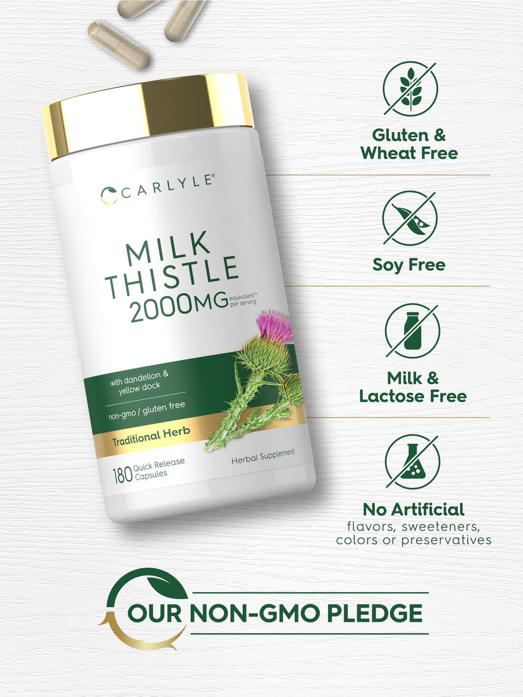 Carlyle Milk Thistle Herbal Supplement - 180 Capsules - image 5
