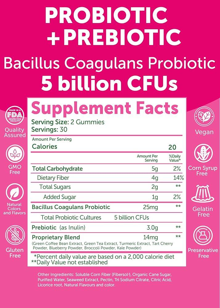 Lunakai Probiotic Gummies for Digestive Health - 5 Billion CFUs
