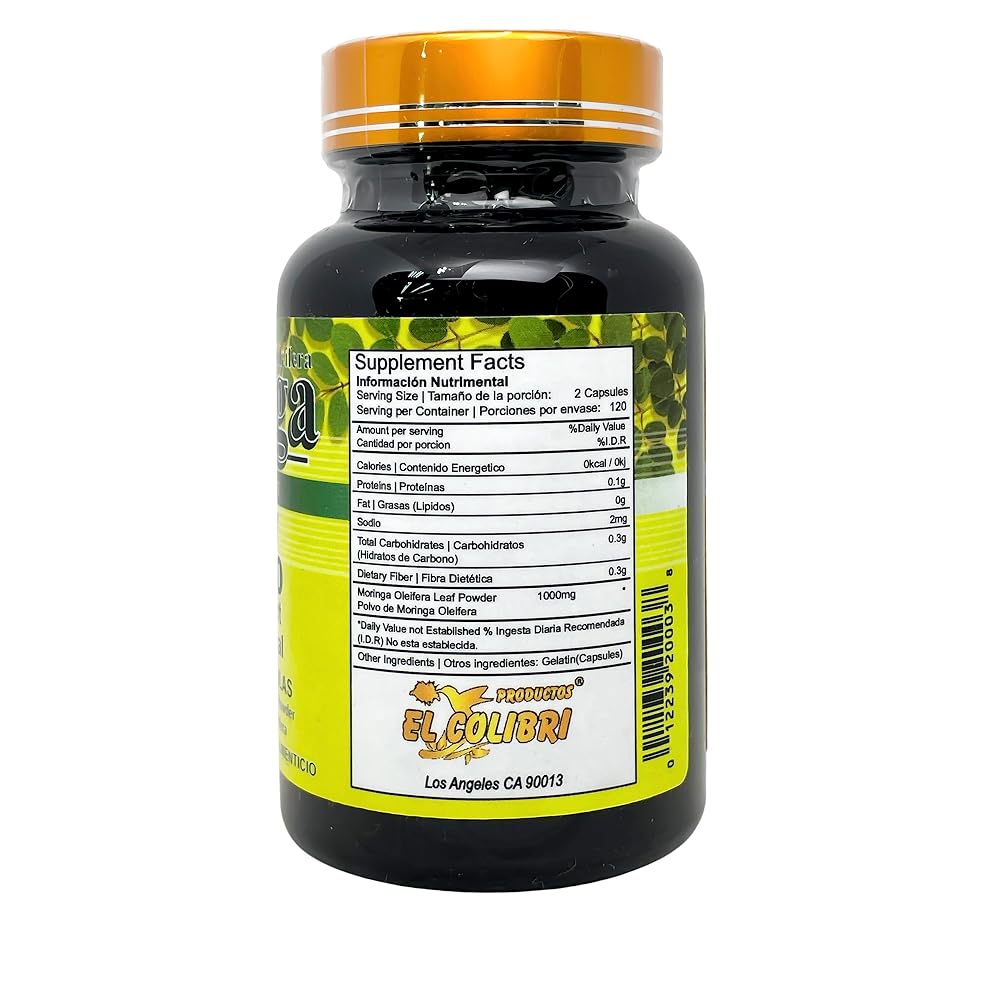 Productos El Colibri Moringa 100% Natural Extract 1000mg - 120 Capsules - image 2