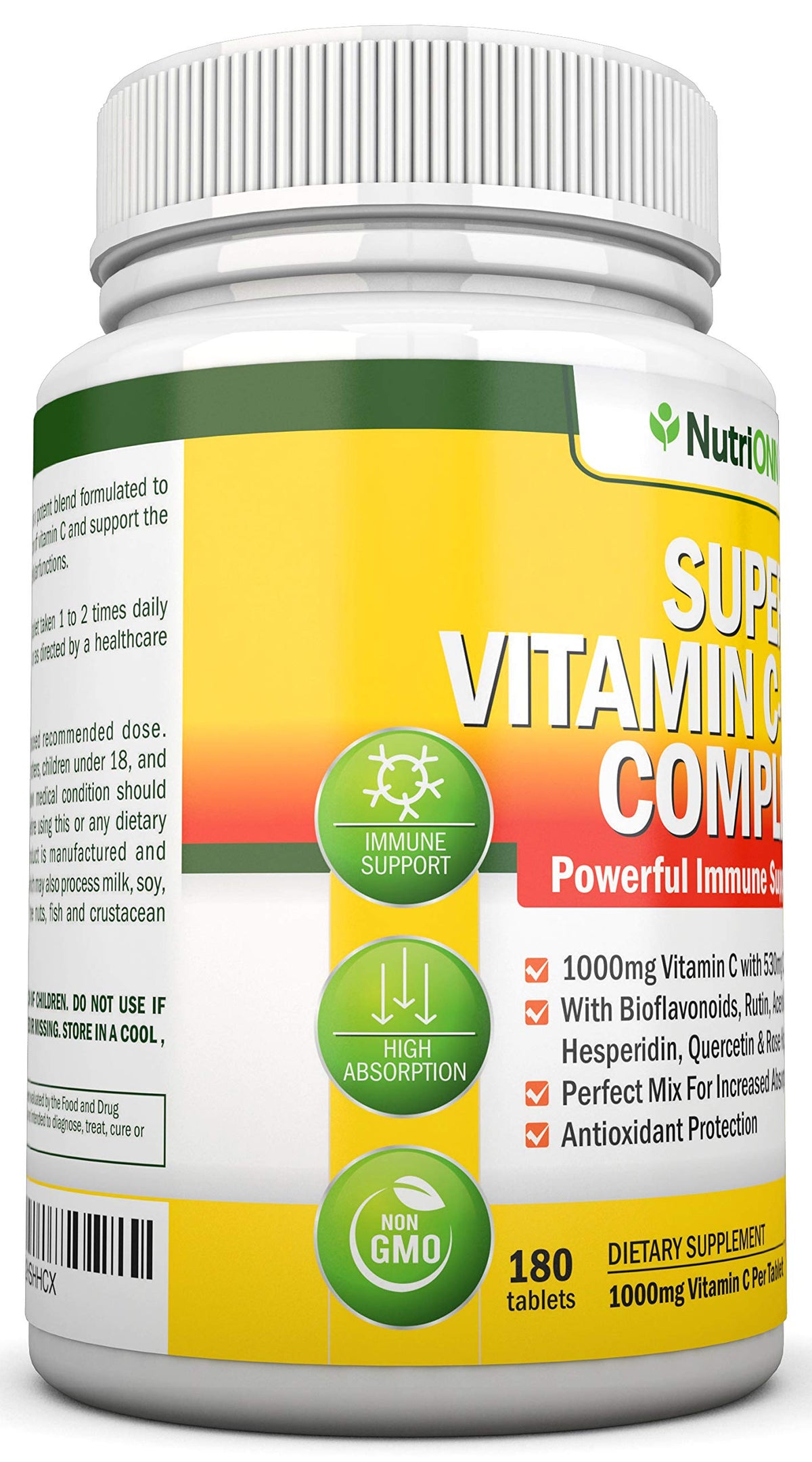 NutriONN Vitamin C Complex 1000 mg Immune Support - 180 Tablets - image 5