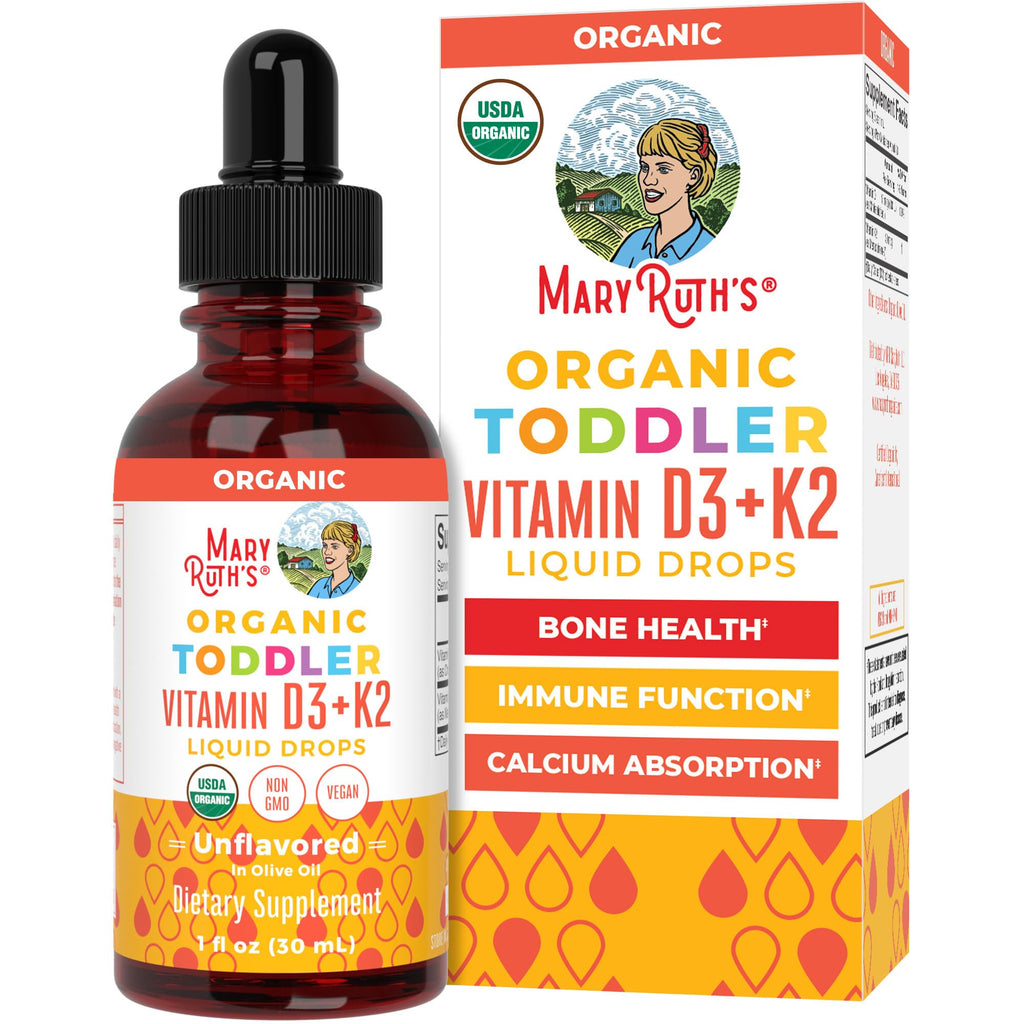 MARYRUTH'S Organic Toddler Vitamin D3+K2 Liquid Drops - 1 fl oz