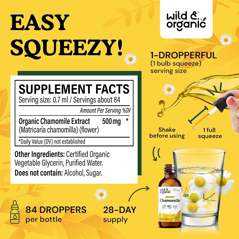 Wild & Organic Chamomile Flower Supplement - Organic Chamomile Liquid