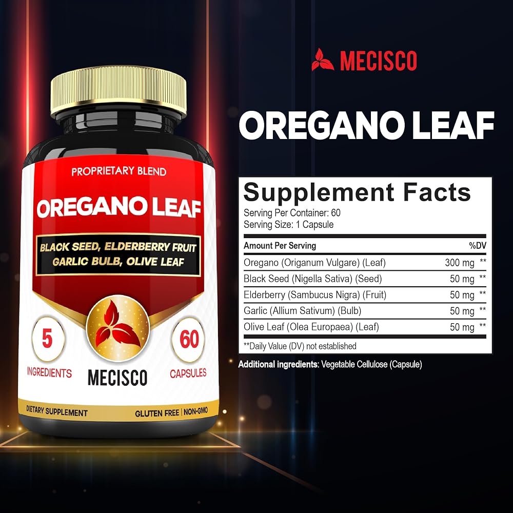 Mecisco 5in1 Oregano Capsules with Black Seed, Elderberry, Garlic & Olive - image 2