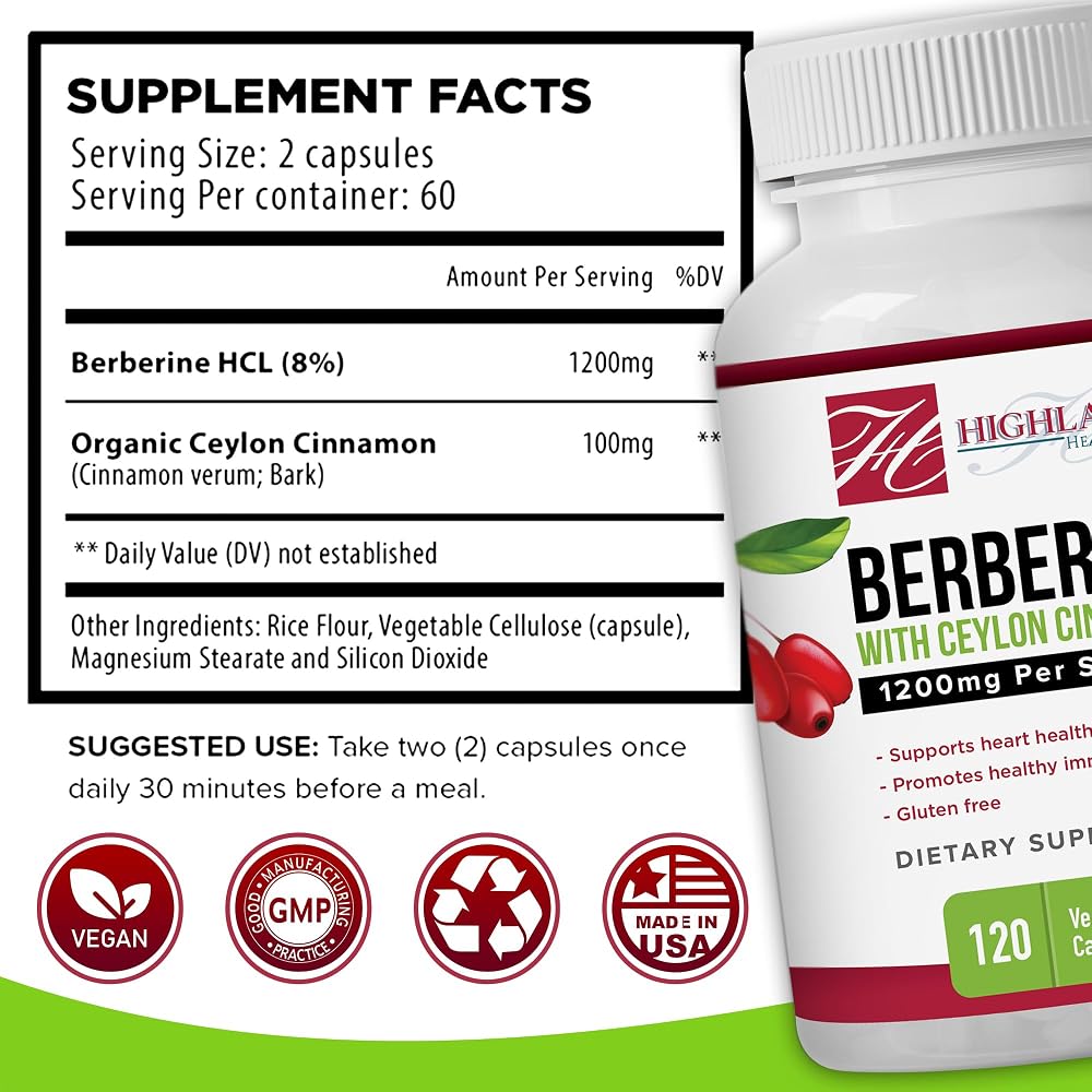 Highland Health Foods Berberine with Ceylon Cinnamon 1200 mg - image 2