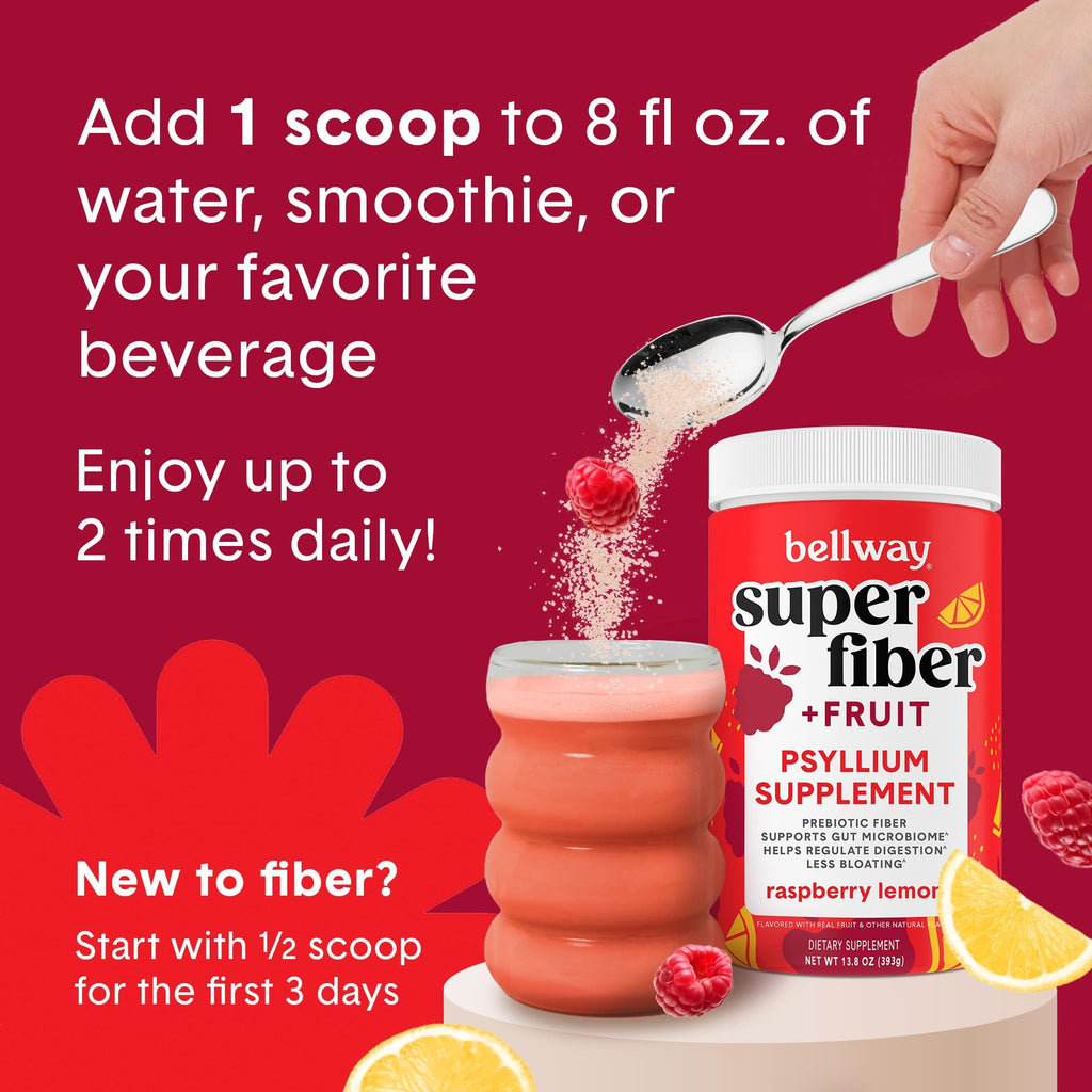 Bellway Super Fiber + Fruit, Organic Psyllium Husk Powder, Sugar-Free