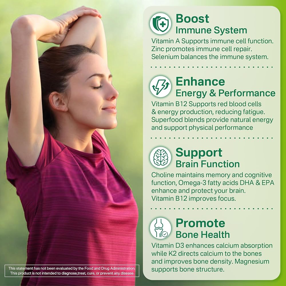 NEVISS Vegan Multivitamin for Women Men with Iron