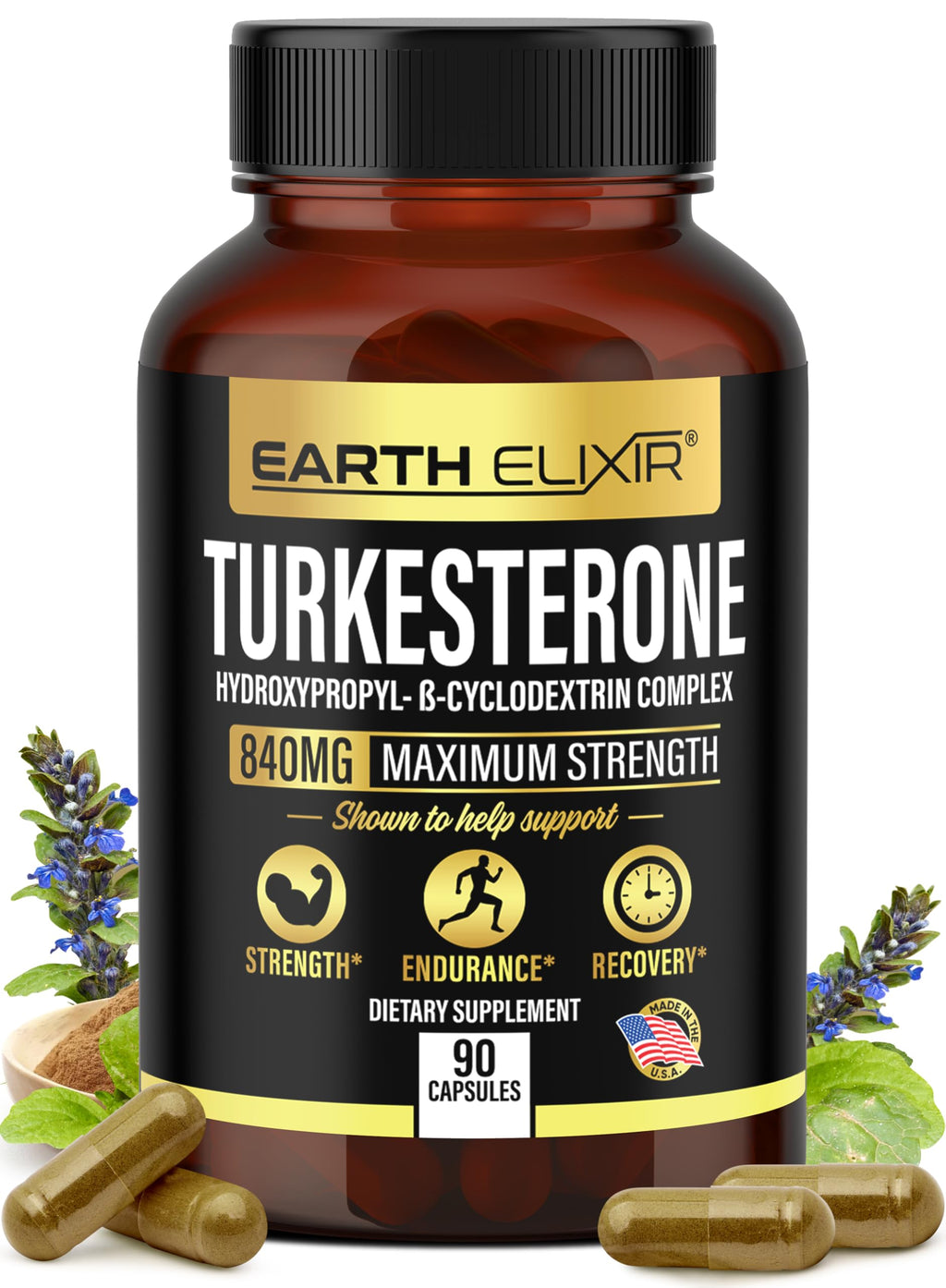 Earth Elixir Turkesterone 840 mg Strength Support - 90 Capsules