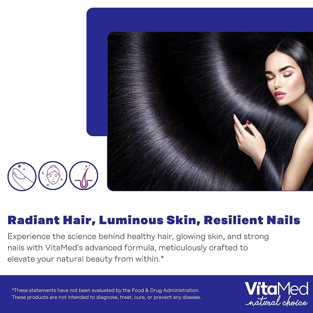 VitaMed Hair, Skin & Nails Biotin 5000 mcg - 180 Tablets - image 3
