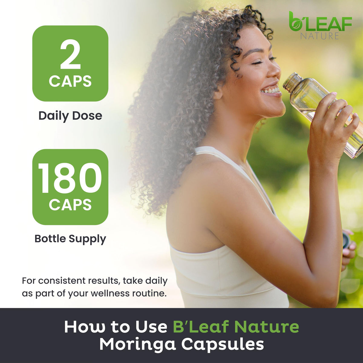 B'LEAF NATURE Organic Moringa Oleifera, 1000mg