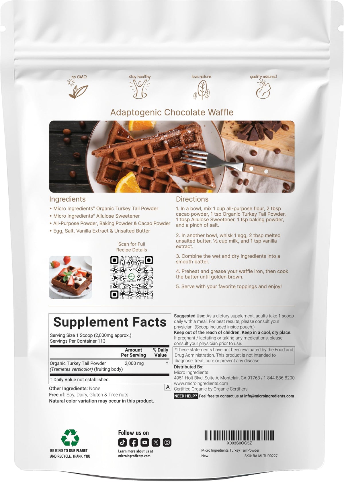 Micro Ingredients Organic Turkey Tail Mushroom Powder - 8 oz - image 2