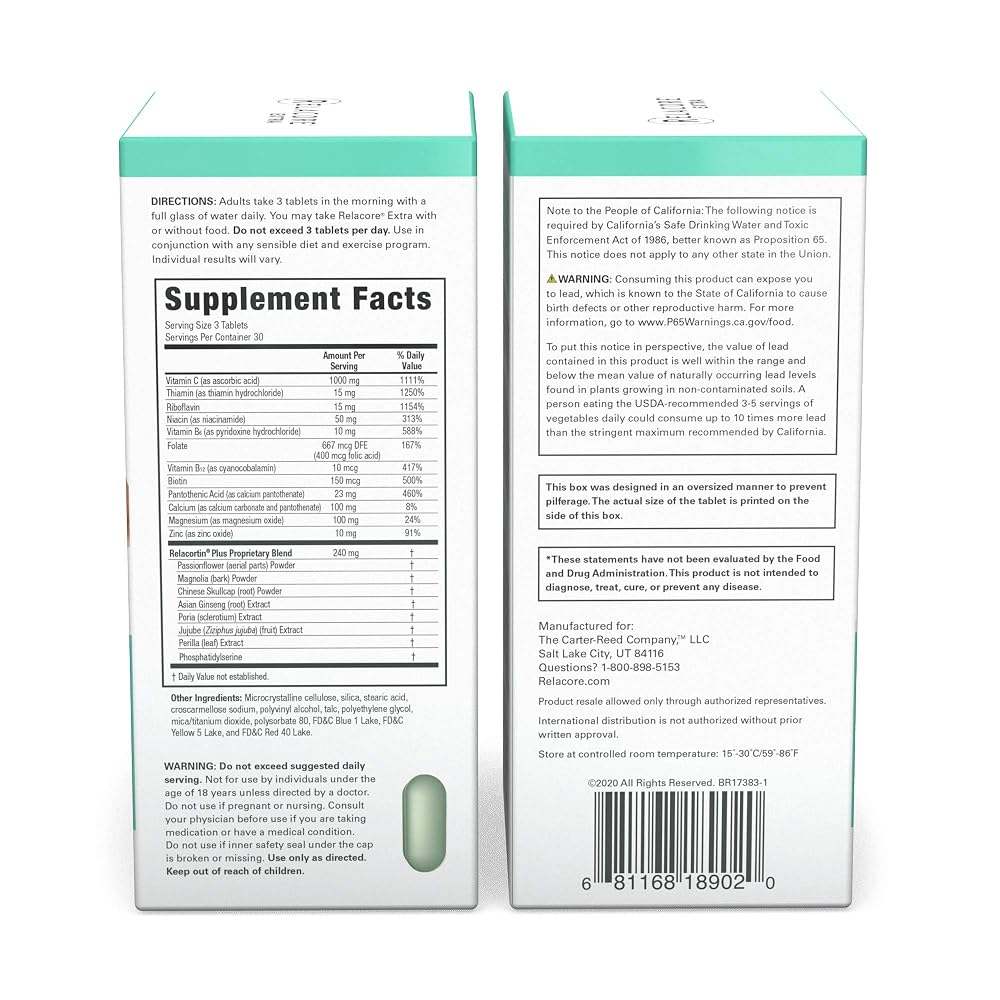 Relacore Extra Cortisol Support for Women Stress Supplement - 90 Tablets - image 3