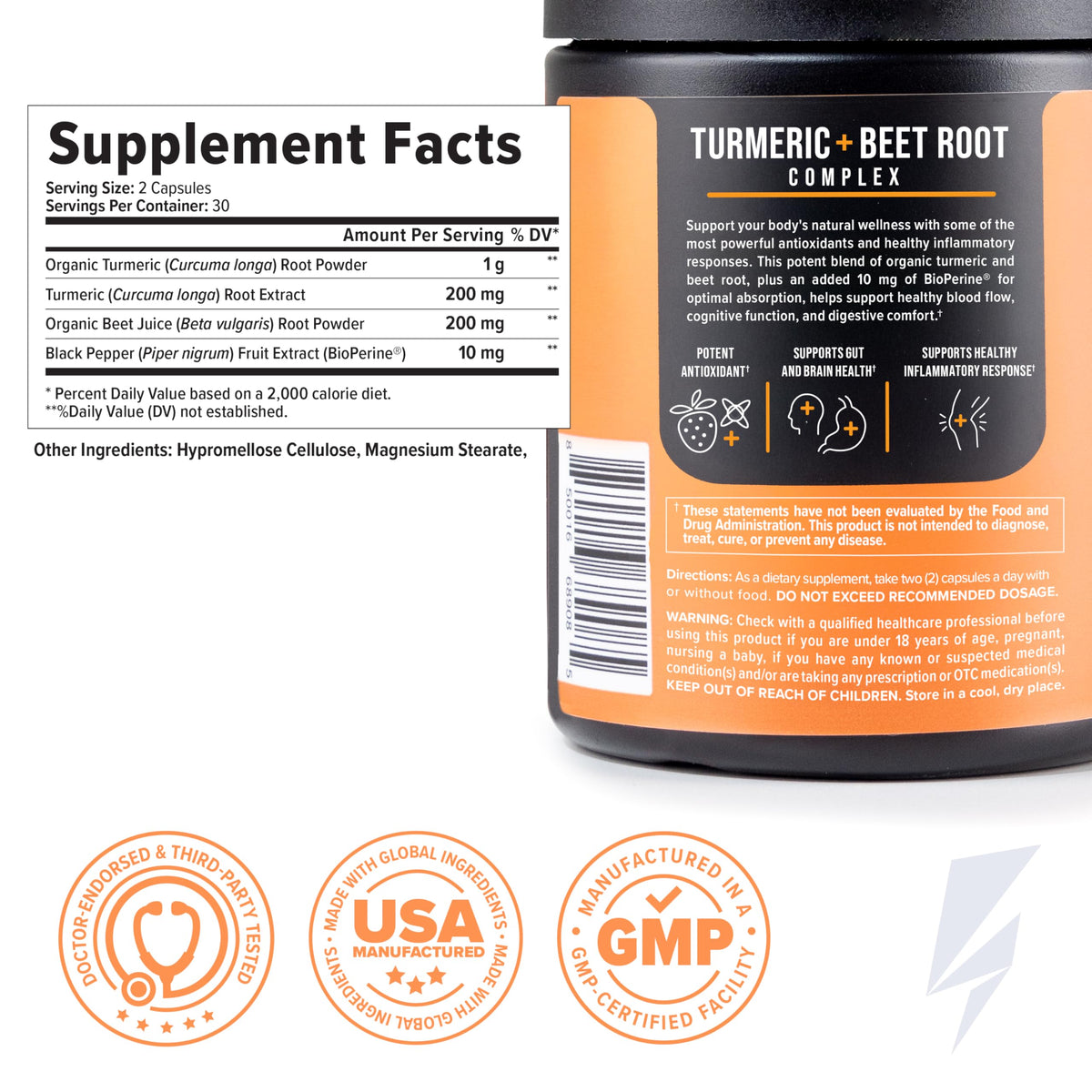 InnoSupps Turmeric + Beet Root Curcumin Capsules - 60 Capsules - image 4