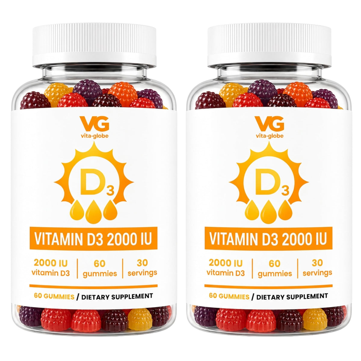 VITA GLOBE Vitamin D3 Gummies 2000 IU with Zinc & Echinacea - 120 Count