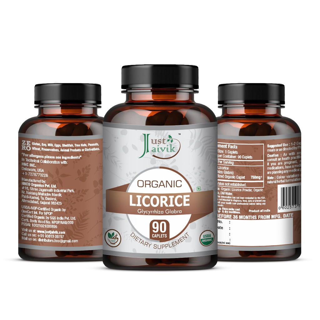 Just Jaivik Organic Licorice Root 750mg - 90 Tablets - image 2