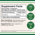 Double Wood Supplements Monolaurin 1,000mg Immune Support - 210 Capsules - image 2