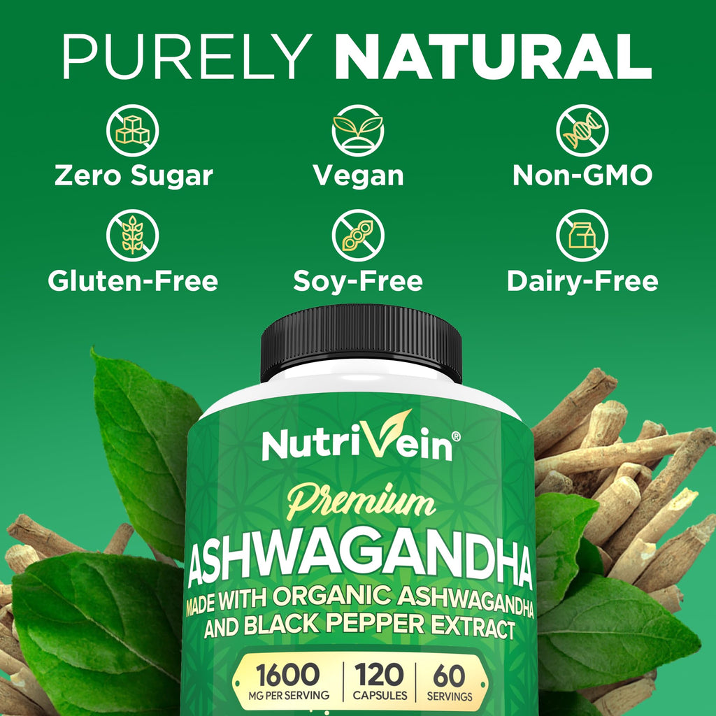 Nutrivein Premium Ashwagandha Capsules 1600mg - 120 Capsules - image 6