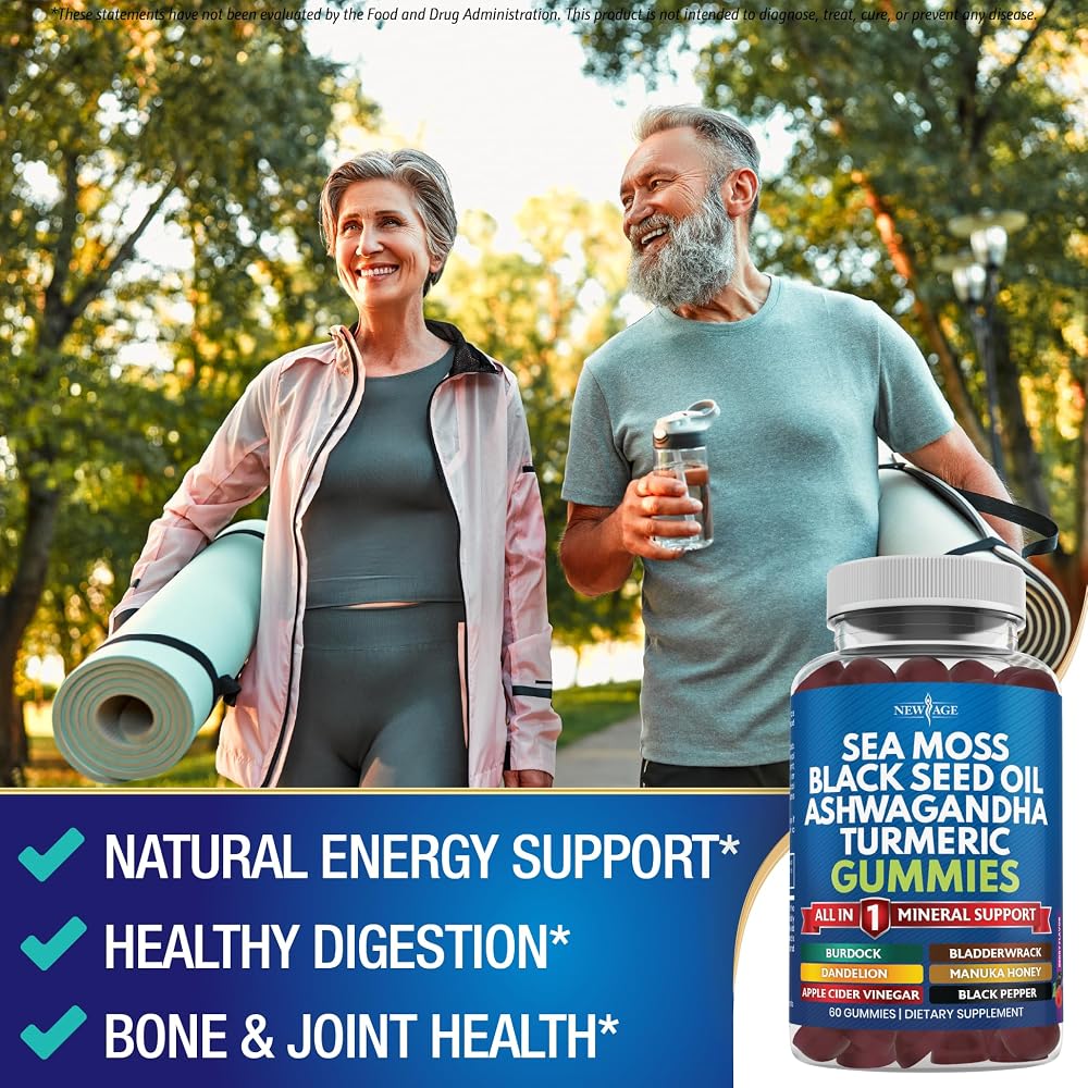 NEW AGE Sea Moss with Colloidal Gold Black Seed Oil Ashwagandha