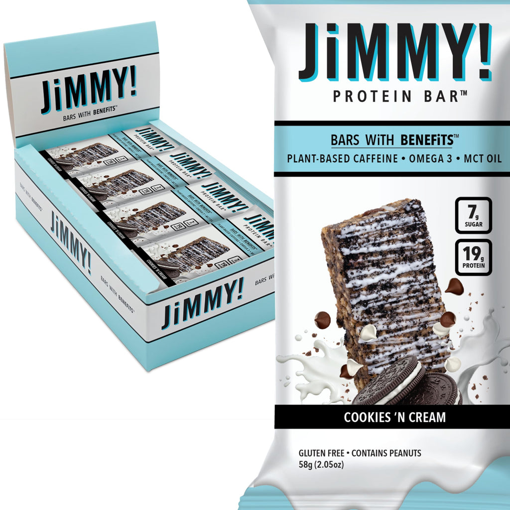 JIMMYBAR Cookies N Cream Protein Bars 19g - 12 Count